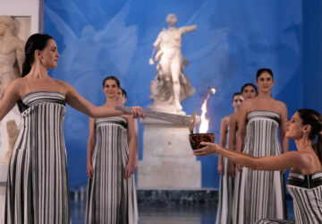 APTOPIX Greece Olympics Milan Cortina Flame Lighting