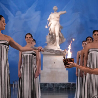 APTOPIX Greece Olympics Milan Cortina Flame Lighting