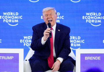 President Donald Trump speaks during the Annual Meeting of the World Economic Forum in Davos, Switzerland, Wednesday, Jan. 21, 2026. (AP Photo/Markus Schreiber)