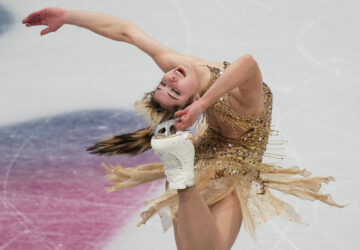 FILE - Alysa Liu of the United States competes during the women's figure skating free program at the Winter Olympics in Milan, Italy, Feb. 19, 2026. (AP Photo/Francisco Seco, File)