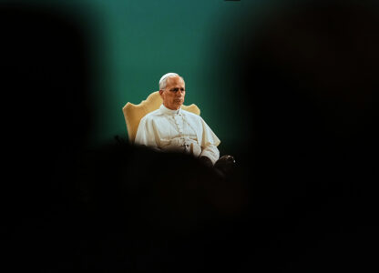 Pope Leo XIV attends the International conference, “Raising Hope for Climate Justice,” in Castel Gandolfo, Italy, Oct. 1, 2025. (AP Photo / Alessandra Tarantino)