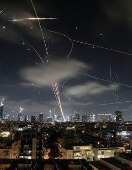 The Israeli Iron Dome air defense system intercepts missiles during an Iranian attack on Tel Aviv, Israel, June 18, 2025. (AP Photo / Leo Correa)
