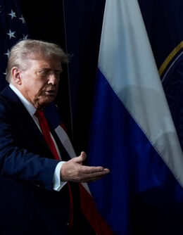President Donald Trump and Russian President Vladimir Putin arrive for a press conference at Joint Base Elmendorf-Richardson in Anchorage, Ala., Aug. 15, 2025. (AP Photo / Julia Demaree Nikhinson)