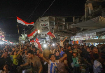 APTOPIX Palestinians Gaza WCup Soccer Reaction